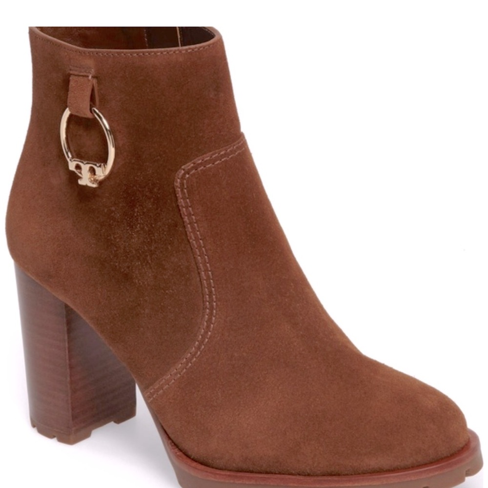 Tory burch sofia lug sole bootie size 9 1/2 in festival brown